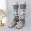 Fair Isle Vintage Knit Reindeer Leg Warmers - Grey, Cream, & White Women's Calf Socks