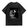 Vintage Retro The Munsters Classic Horror TV Show Black White Print Casual T Shirt Vintage Washed Streetwear Unisex Stylish
