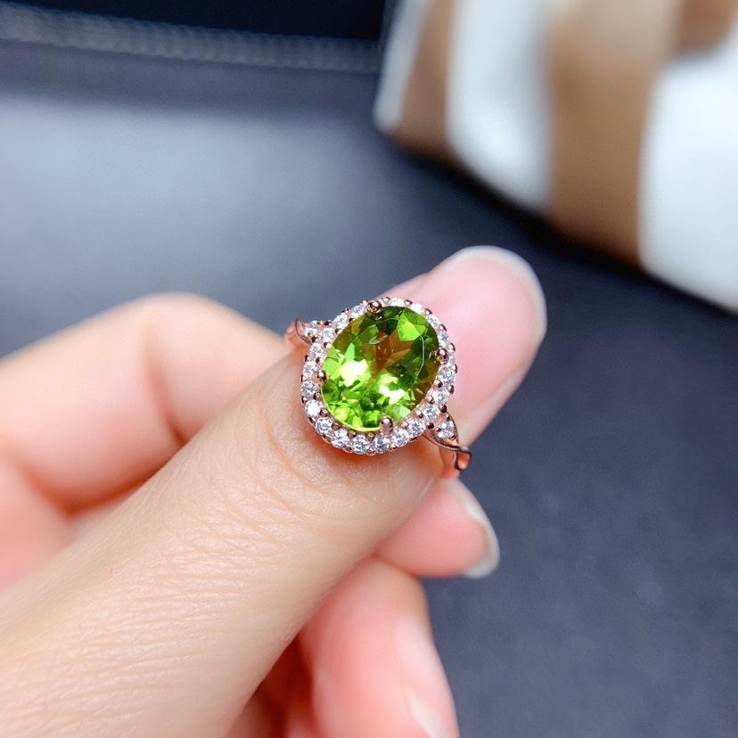 Diwenfu 14k Roségold Schmuck Grüner Topas Ring für Frauen Feine Anillos De Bizuteria Bague oder Jaune Eheringe Ring Schmuckschatulle
