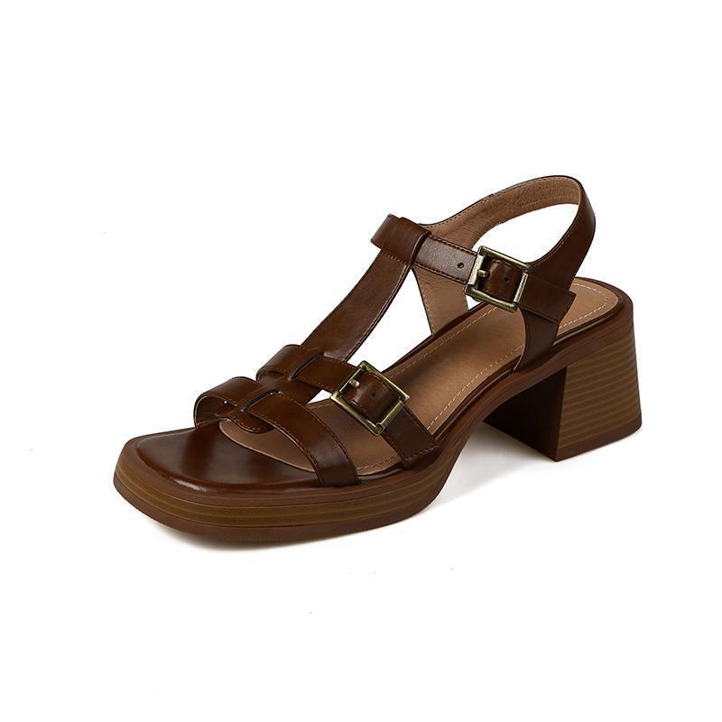 Roman Shoes Women 2025 Summer Open-toe Thick-soled Sandals Are Fashionable and Versatile,While Chunky Heels Are Retro High Heels