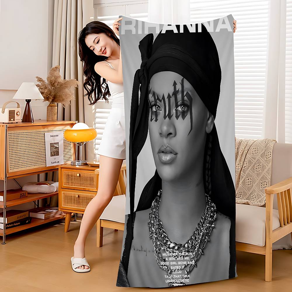 Hot Singer R-RIHANNAS Microfiber Printed Beach Towel Mountain Climbing Yoga Beach Swimming Running Absorbent Soft Towel