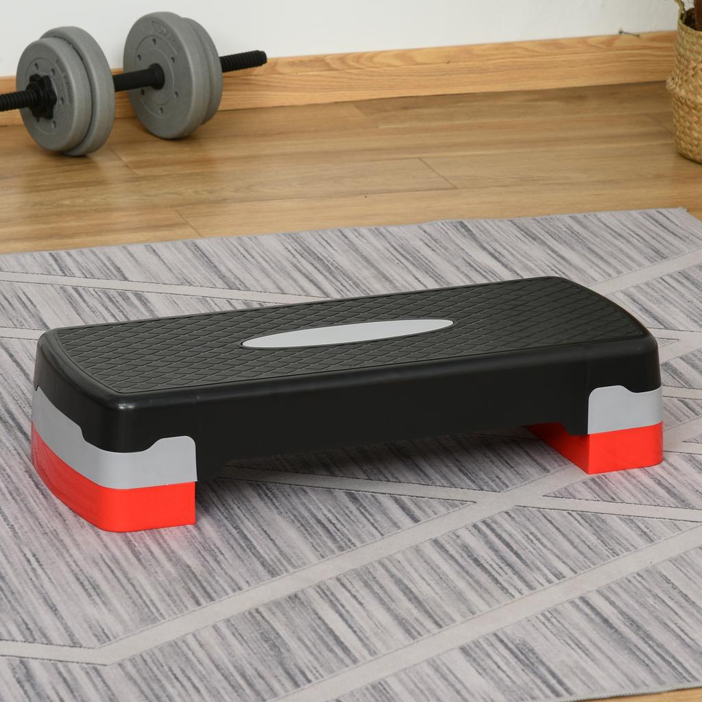 Aerobic Fitness Step with Adjustable Height (10-15cm) in PP, 68x29cm, Black and Red