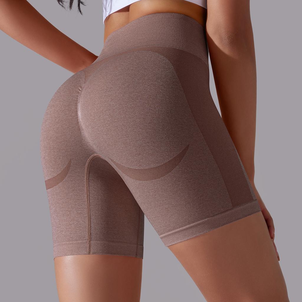 Seamless Belly Tuck Peach Butt Skinny Smile Pants Sports Yoga Pants High Waist Jacquard Fitness Shorts Women