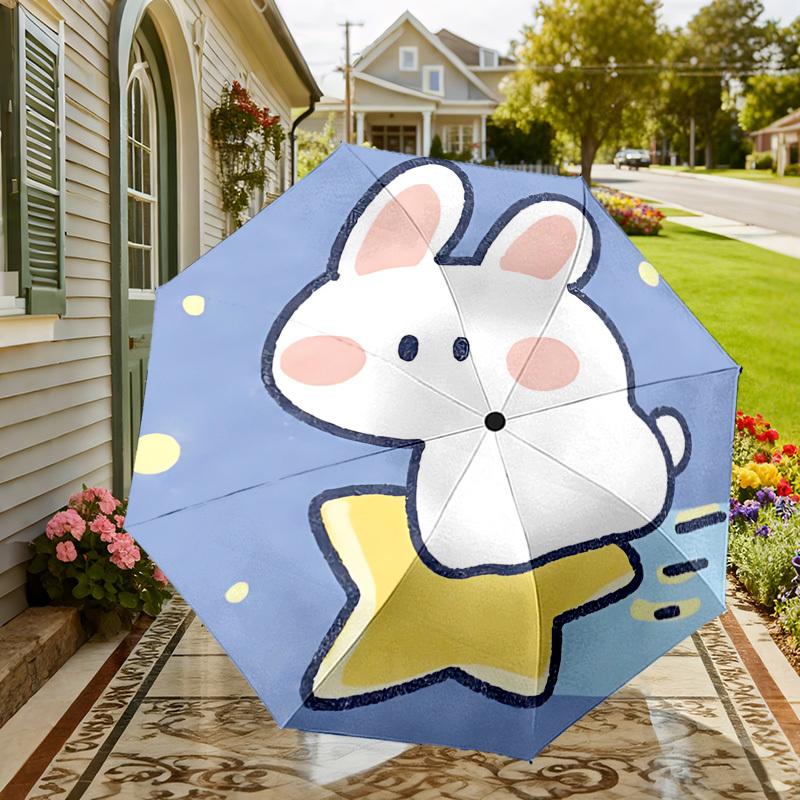 Cute Bunny Boot Automatic Opening/Closing Umbrella - Outdoor Travel Accessories for All Seasons, Lightweight and Durable 043
