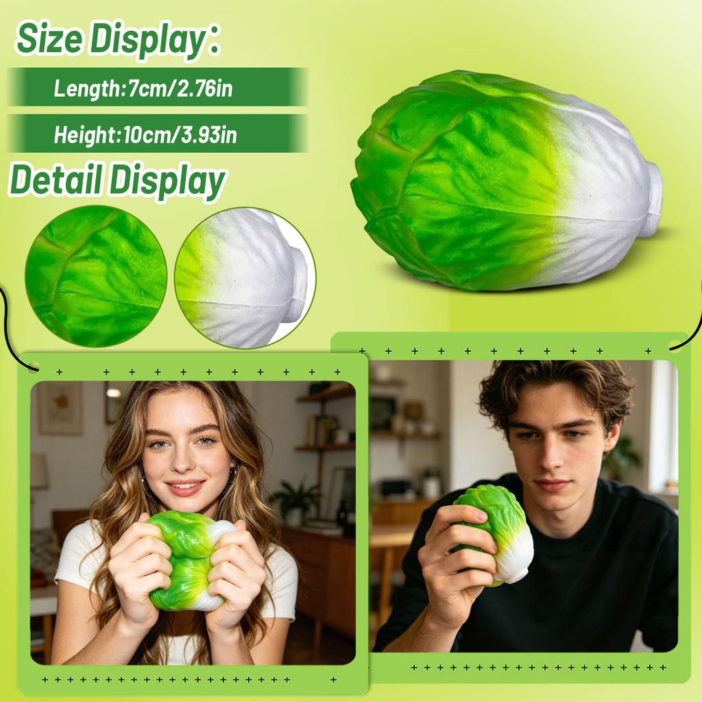Cabbage Stress Toy, Cute Toy for Kids and Adults, Soft Sensory Stimulation
