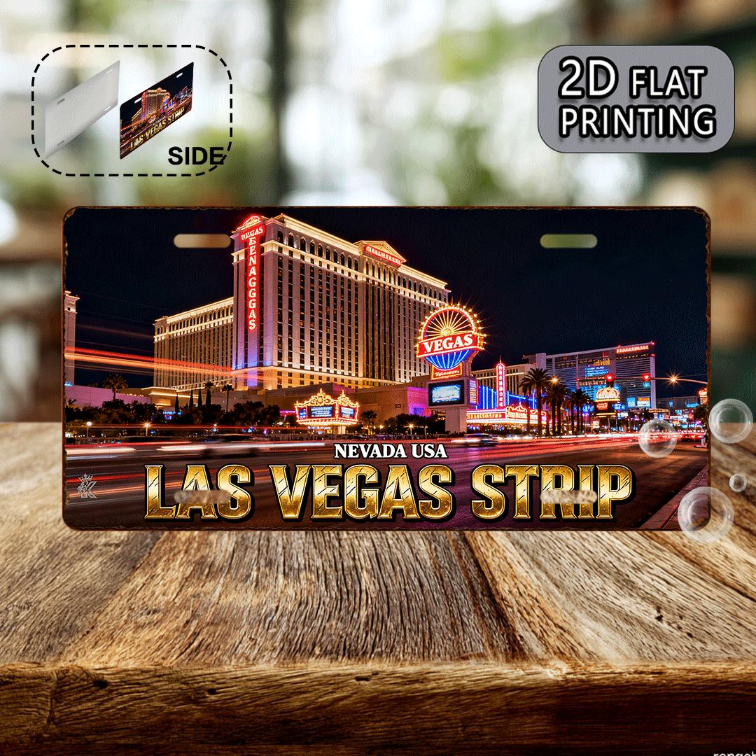 

Las Vegas Strip Nevada USA Vintage License Plate Style Aluminum Metal Sign Retro Casino Nightlife Travel Souvenir Wall Art Dec 15x30cm(5.9x7.8inch)
