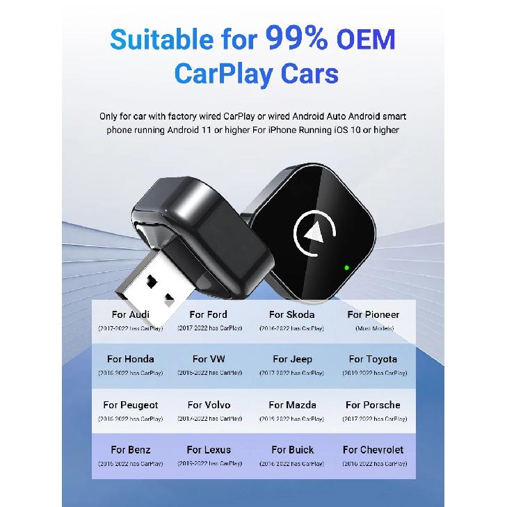 2026 New 2in1 Wired To Wireless CarPlay Adapter, Android Auto Dongle, High-Quality Car Accessory Smart Box 5GHz WiFi Type-C/USB