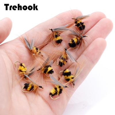 10 uds #10 Moscas Biónicas de Abeja para Pesca con Mosca Secas Señuelos Artificiales Materiales para Montaje de Moscas de Trucha Señuelo Flotante Moscas de Pesca Señuelo