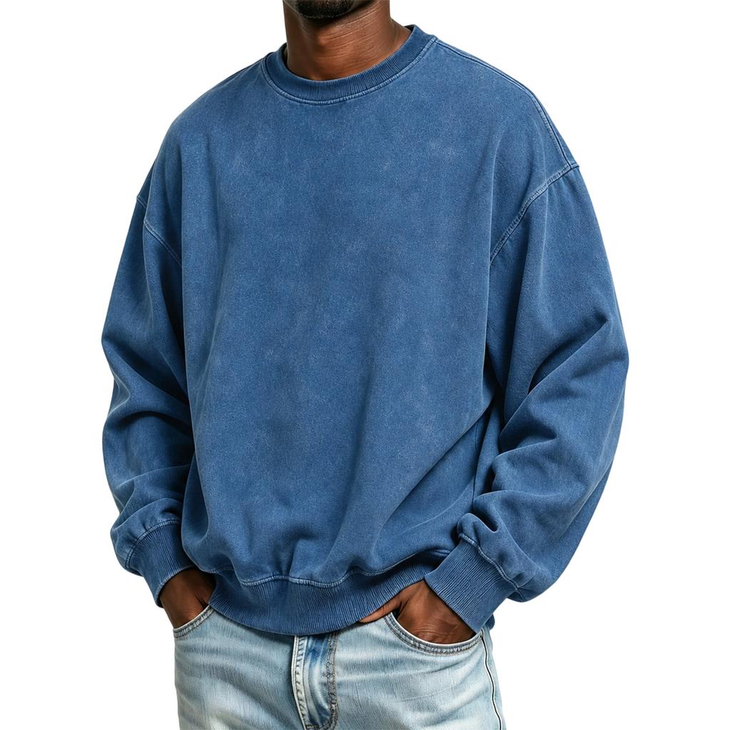 Men's Vintage Wash Long Sleeve Hoodie Casual Pullover Sweatshirt for Everyday Wear