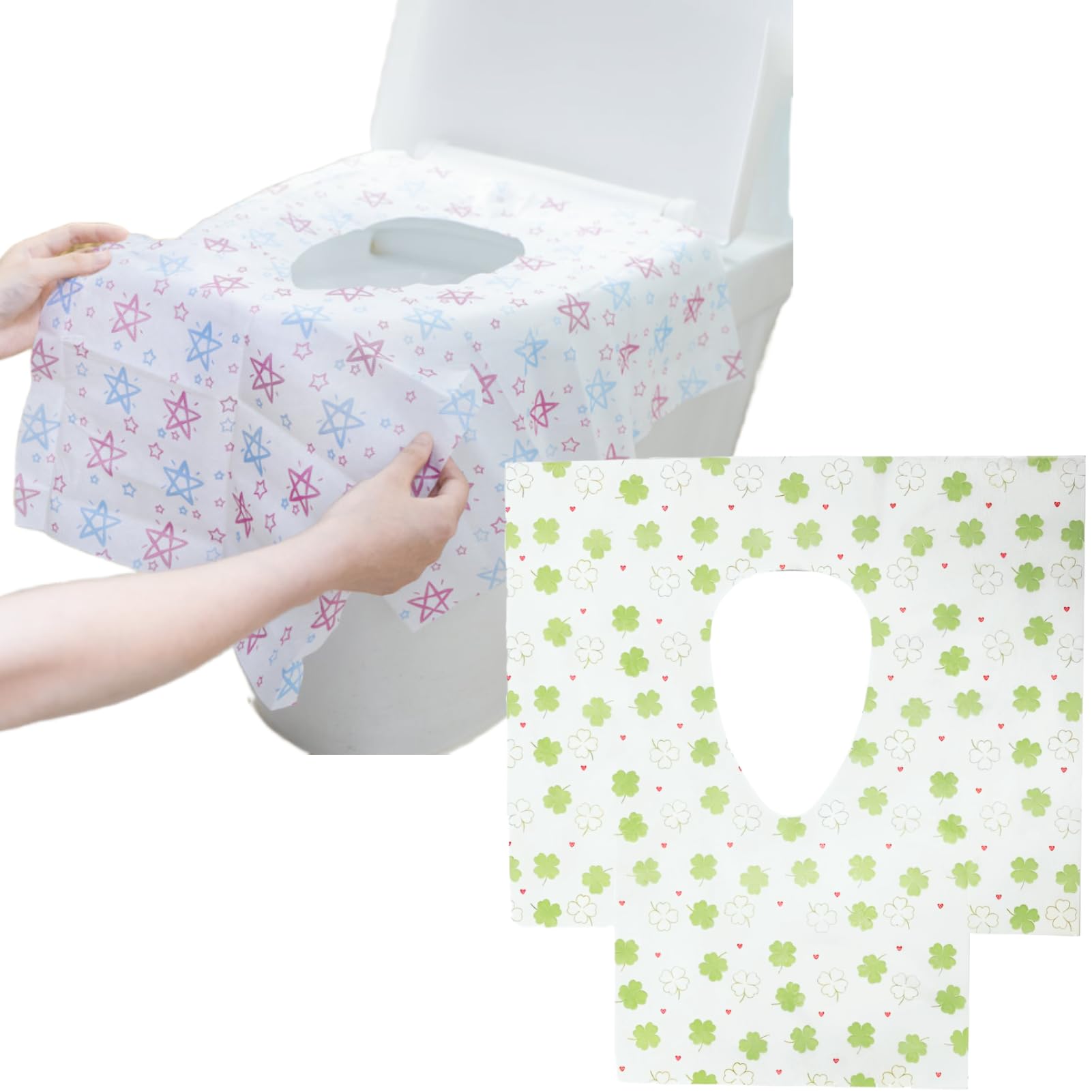 

IMPACT Online Disposable Toilet Seat Covers, Portable Potty Seat Covers for Kids, Large Capacity (60 Star & Four Leaf Patterns)