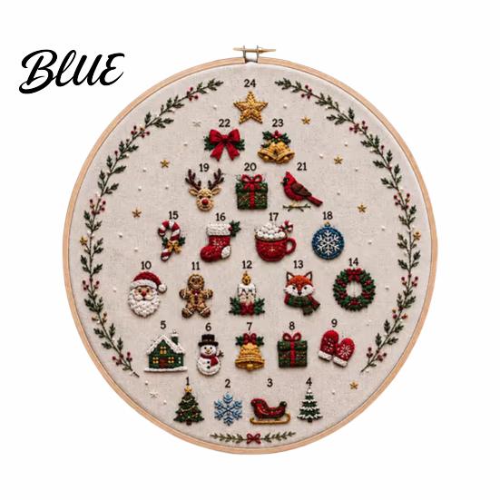 Calendario de Adviento Bordado de Navidad 24 Días Árbol Kit de Costura DIY para Principiantes Regalo de Cuenta Atrás Festivo Paquete de Materiales con