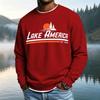 Men's Casual Loose Fit Neck Long Sleeve Shirt with Letter Graphic Print