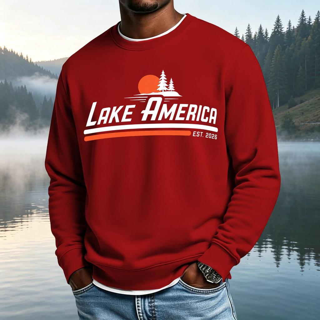 Men's Casual Loose Fit Neck Long Sleeve Shirt with Letter Graphic Print
