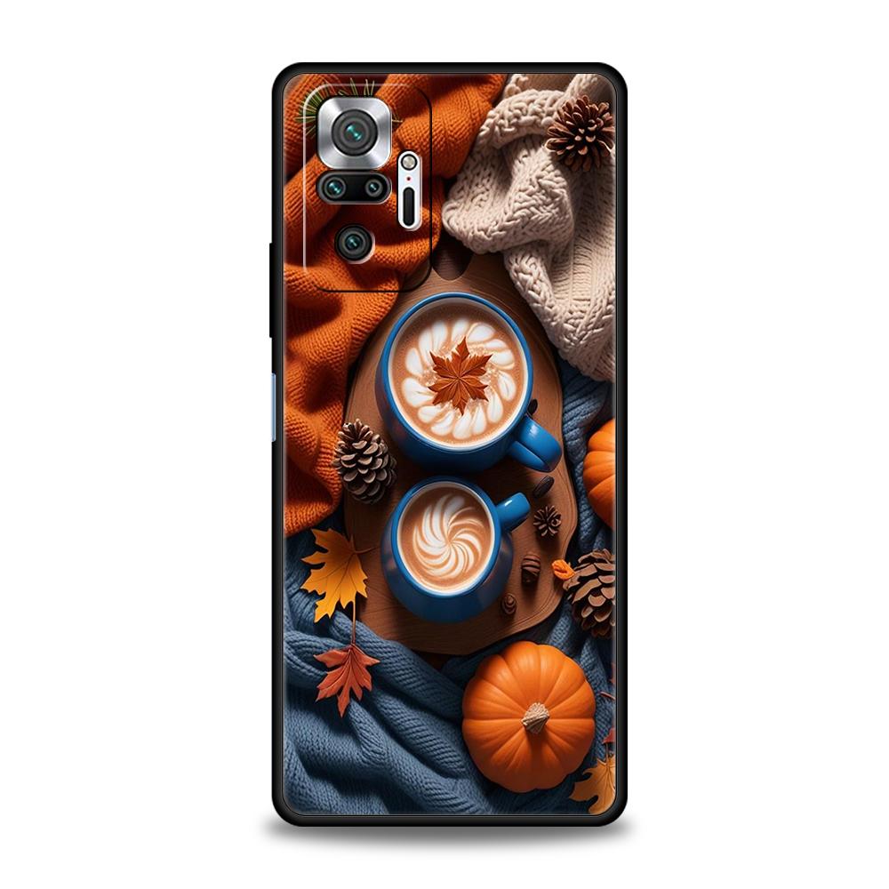 

Чехол для телефона для Redmi 14C 13C 10C Note 14 13 12 10 11 K40 K50 Gaming Pro Plus Мягкий ТПУ корпус Тыква Осенние листья Кофе Note 12 Pro 5G