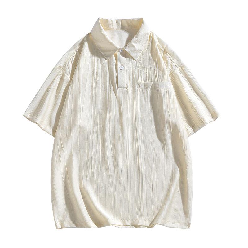 Summer new light lapel short-sleeved shirt outdoor leisure travel vacation T-shirt loose top breathable