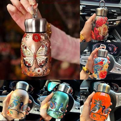 Double Wall Water Bottle 304 Stainless Steel Pocket Cup Cute Coffee Mug Outdoor Travel Office