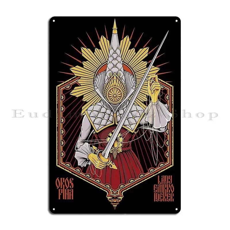 Orospina Lady Embroiderer Metal Sign Garage Plaques Character Funny Mural Tin Sign Poster 20x30cm(7.8x11.8inch)