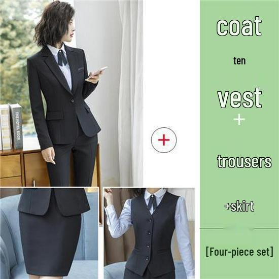 Elegant Black Women's Slim Fit Business Suit for Professional Settings
