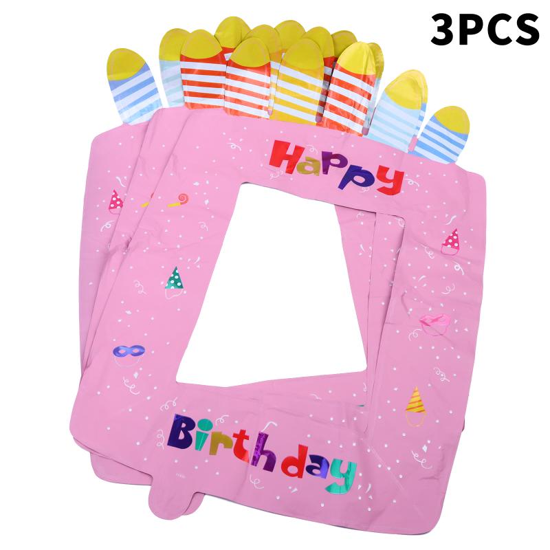 1/3/5Pcs Portable Birthday Photo Frame Foil Balloon for Birthday Party Favor Gift Home Gathering Photo Prop Decor