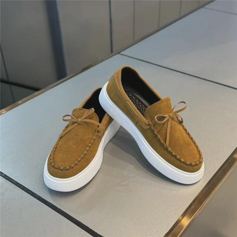 Pánské 2024 Zimní Ležérní Kožené Nazouvací Tenisky se Silnou Podrážkou