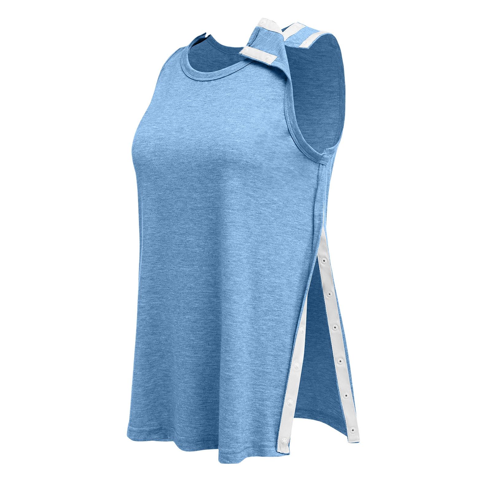 

Women s Shoulder -specific Shirt, With Tear-away Buttons, Unique Cuff Design, Color Sleeveless Top. XL небо синє кольору
