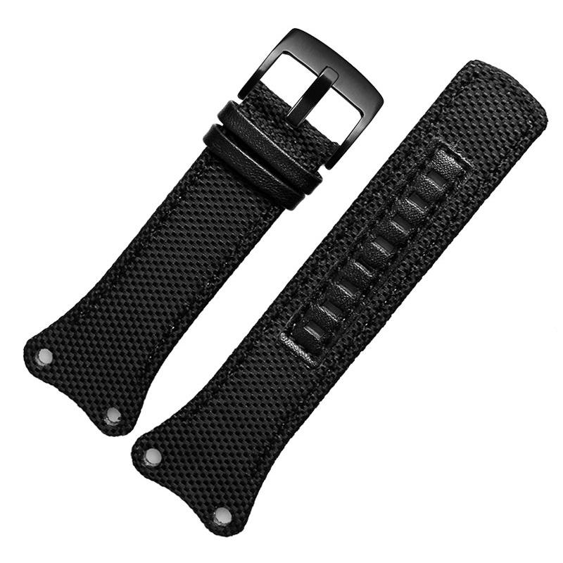 Nylon + Leather Watchband Thick Canvas Strap For K4b381b6 K4b381b3 K4B384B6 Waterproof Wristband Watch Band 30mm Black With Tool