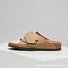 Comfortable Slip-On Sandals Men Women Soft Cork Sole Suede Upper Non-Slip Beach Slides