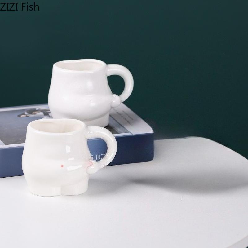 BRCute Ceramic Mug Creative Belly Pinching Coffee Cup Daily Home Breakfast Milk Cup Office Staff Afternoon Tea Mugs Coffee CupsEY