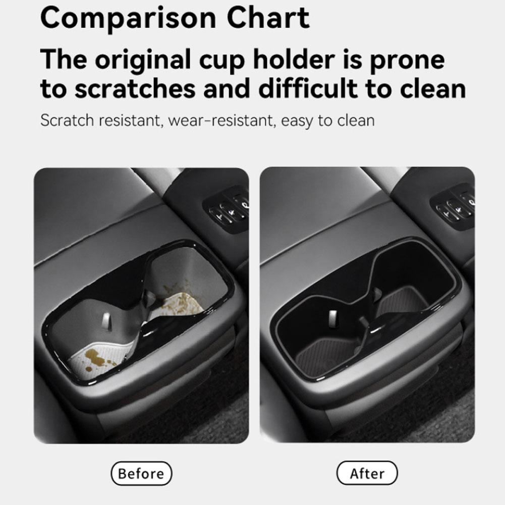 For Kia EV9 2025-2025 TPE Armrest Rear Water Cup Holder Storage Box Shock-Absorbing Cup Tray Organizer Car Interior Accessories