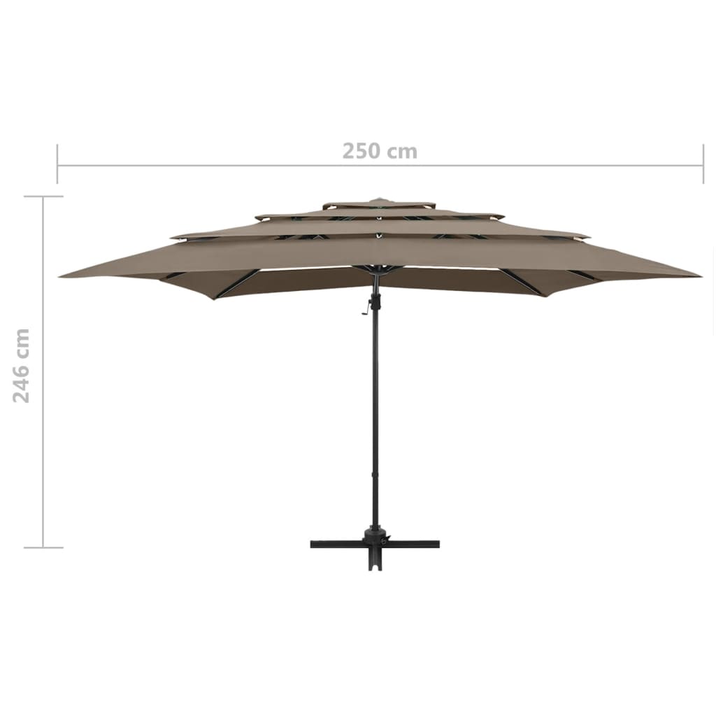 4 Layer Sun Umbrella with Aluminum Pole Taupe 250 X 250 Cm