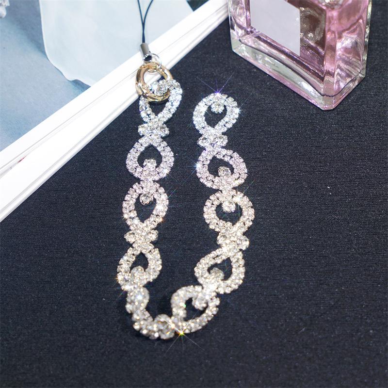 Luxury Rhinestone Ring Wrist Strap Mobile Phone Lanyard Hollowed Out Portable Chain Universal Phone Case Anti Loss Lanyard