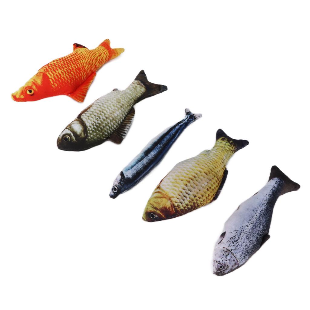 Cat Toy Fish Set Plush Simulation Fish with Catnip for Biting Chewing and Kicking