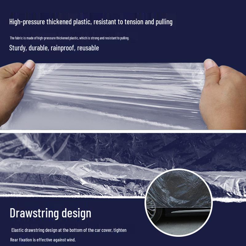 Thickened Disposable Rainproof Car Cover - Transparent Protective Film for Maintenance