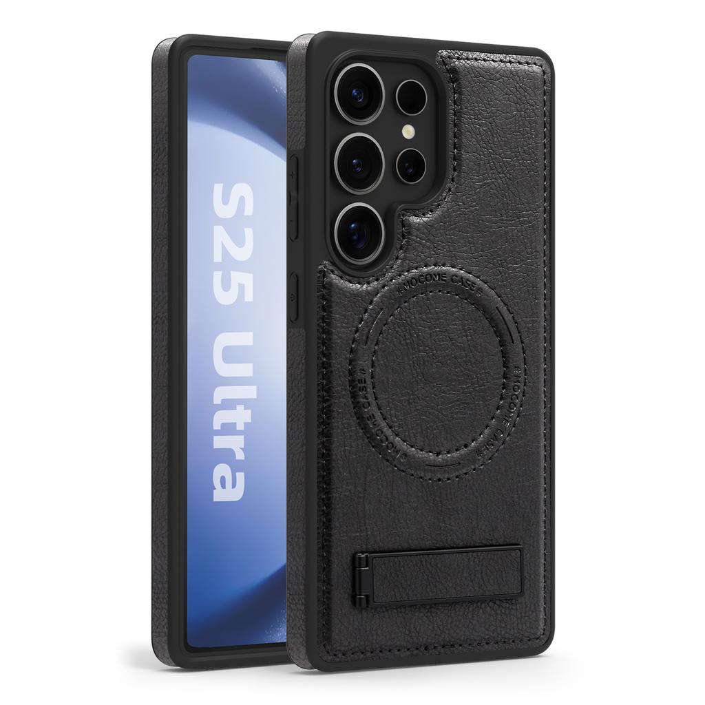 Husă de telefon magnetică din piele PU cu încărcare fără fir pentru Samsung Galaxy S24 Ultra S23 S22 Plus, cu husă rezistentă la șocuri