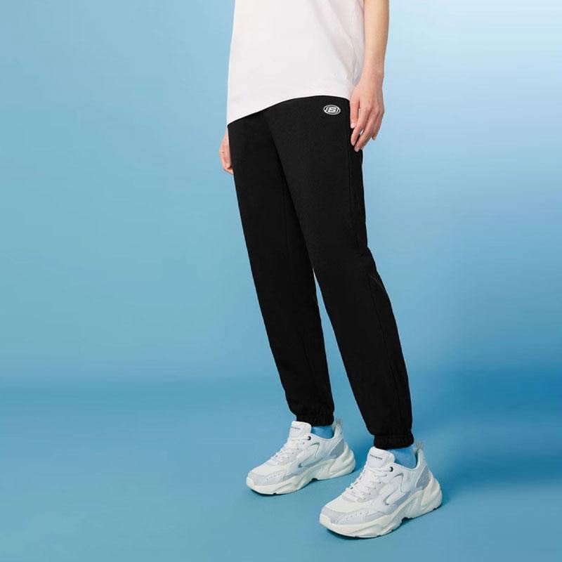 Skechers Solid Color Lace-Up Cuffed Outdoor Knitted Sports Pants Women Bottoms Carbon-Black L224W051-0018
