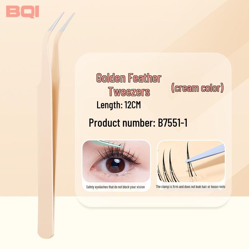 BQI Gold Precision Eyelash Tweezers Set for Beginner Technicians