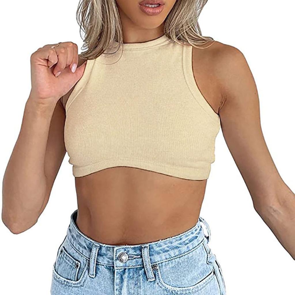 Womens Tank Top R Neck Basic Solid Color Casual Flowy Summer Sleeveless Deep Side Cut Tops For Women