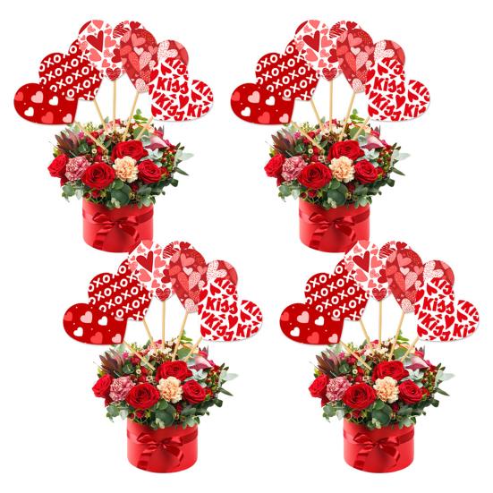 15Pcs Heart Vase Floral Insert Set Valentine's Day Romantic Table Decor for Centerpiece Party Wedding Decoration
