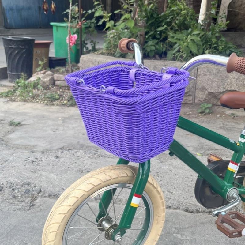 Durability Handwoven Child Bike Basket Convenient Storage Bike Front Basket Family Outing Bike Accessory