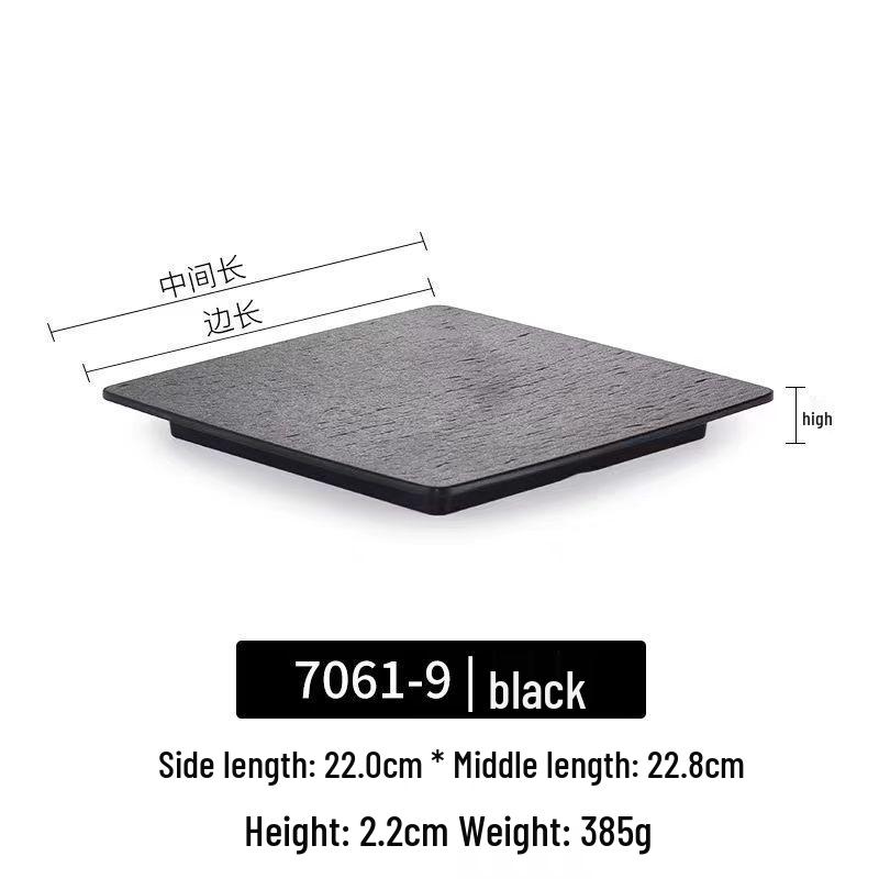 Melamine Faux Porcelain Square Plate for Steak, Cake, Dessert, Sushi, and Dim Sum