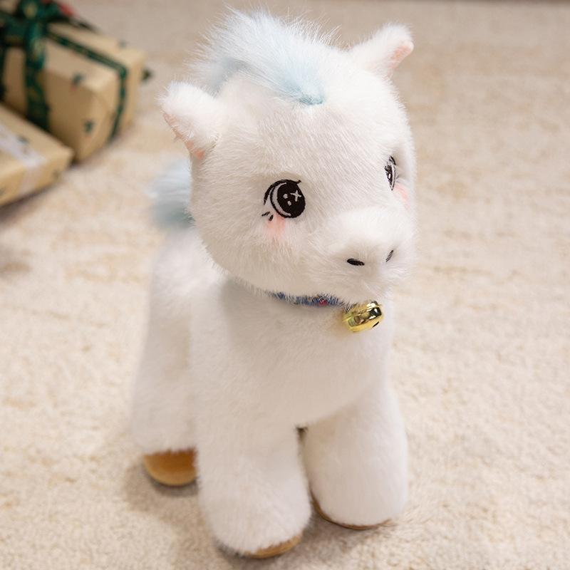 

Cute cute white pony plush toy pony zodiac horse doll children s company soothing doll 23cm синий
