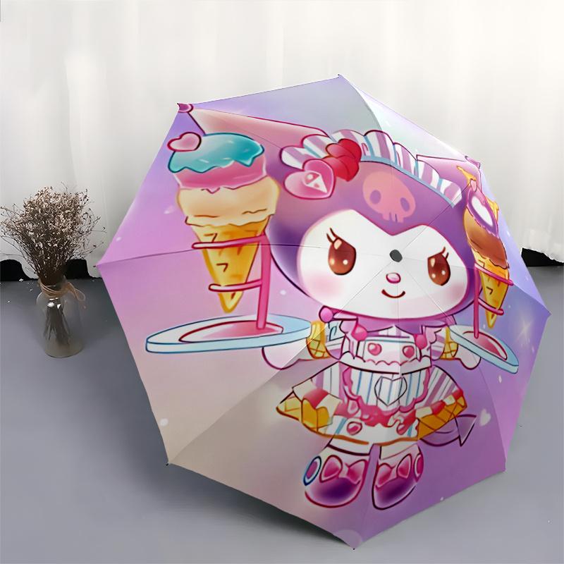 1pc Sanrio Kuromi Ice Cream Cone Umbrella - Automatic Opening & Closing, Foldable Design, Outdoor Use, Festival Gift for Fans, Travelers, Daily Use, P