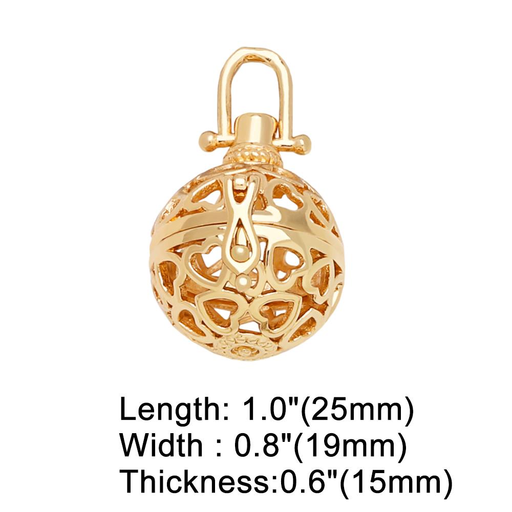 

OCESRIO Retro Hollow Heart Harmony Ball Necklace Pendant for Pregnancy Women Copper Gold Plated Wishing Ball Jewelry pdtb407 золотой