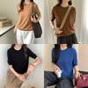 Women's Five-Sleeve Wool Base Layer Sweater - 100% Fine Knit, Autumn/Winter Simple Style