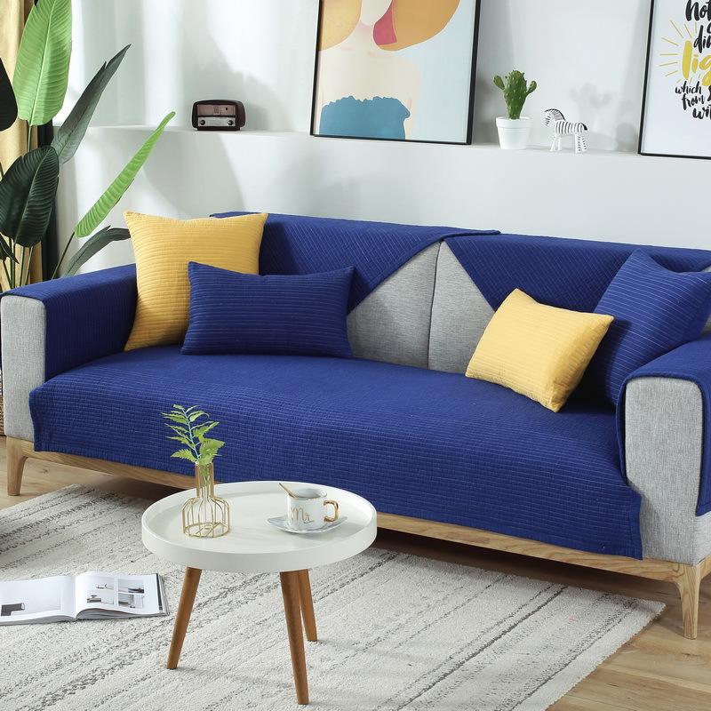 Sofa Cushion Universal In All Seasons, Cotton Fabric Non-Slip Seat Cushion, Simple Modern Solid Wood Nordic Sofa Cover, Sofa Towel Cover