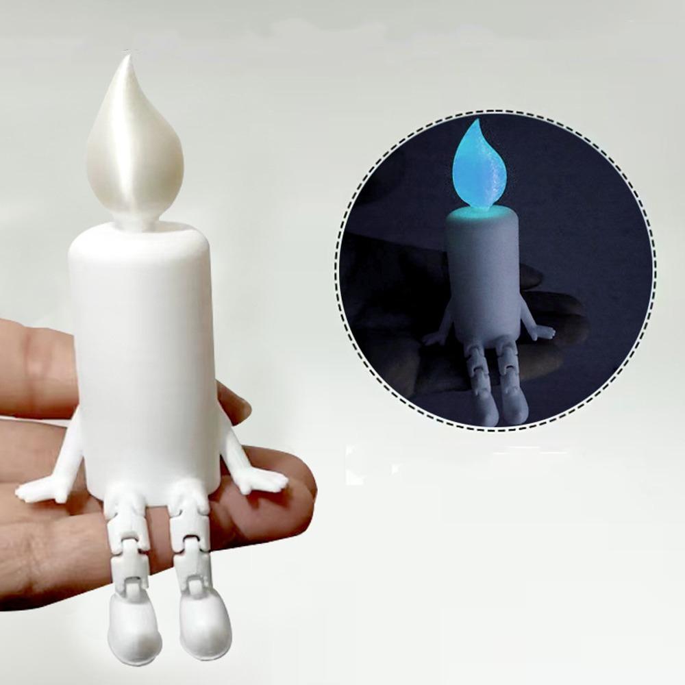 

3D Printed Glowing Candle Figurine Glow-in-the-Dark Candle Desktop Ornament Christmas