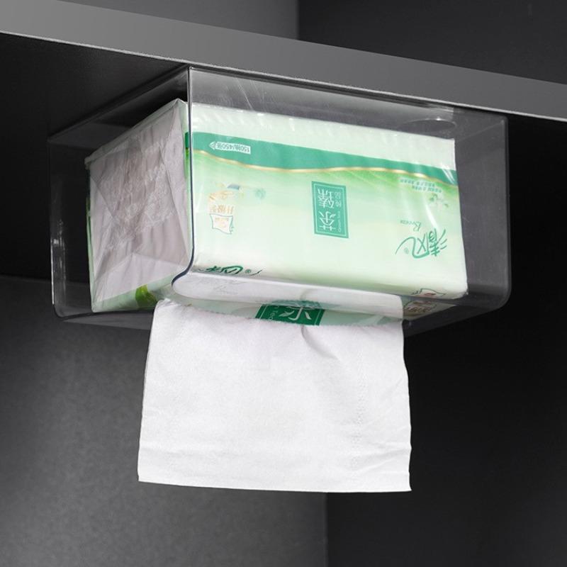 

Неперфорированная коробка для салфеток, Настенная коробка для салфеток, Подвесная кухонная, ванная и гостиная клейкая коробка для салфеток прозрачный белый