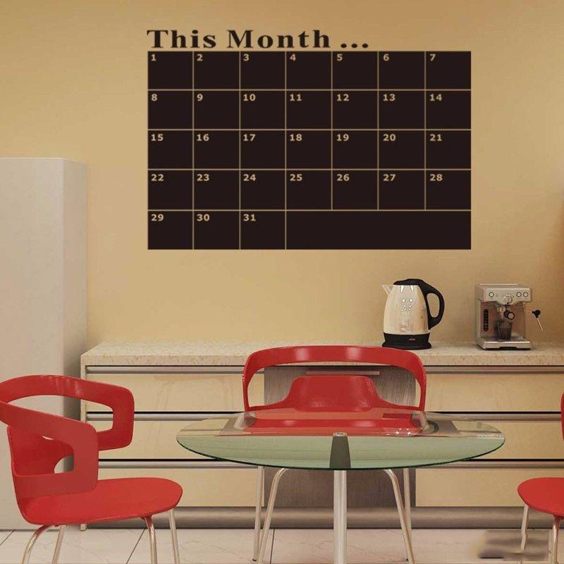 Monthly Planner Calendar Blackboard Removable Wall Sticker Chalk Board