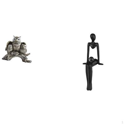 Modern Abstract Owl Thinker Resin Figurine Sculpture for Living Room Office Bookshelf Cabinet