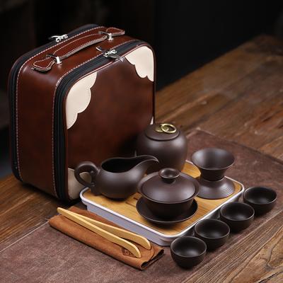 Customize Tea Set Purple Clay Portable Teapot Set Outdoor Travel Gaiwan Tea Cups of Tea Ceremony Teacup Fine Gift Organizer